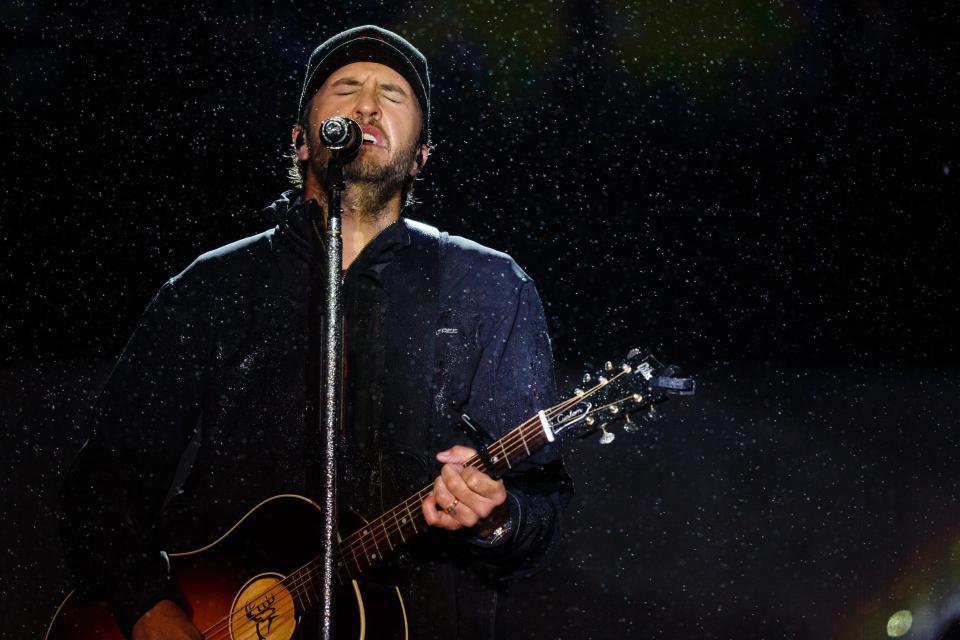 Luke Bryan performs during his Farm Tour in 2018 in Boone.