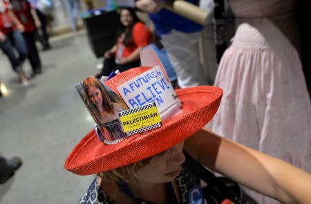 A delegate in the hall at the Democratic National Convention in Philadelphia, Pennsylvania. U.S. July 27, 2016. REUTERS/Charles Mostoller