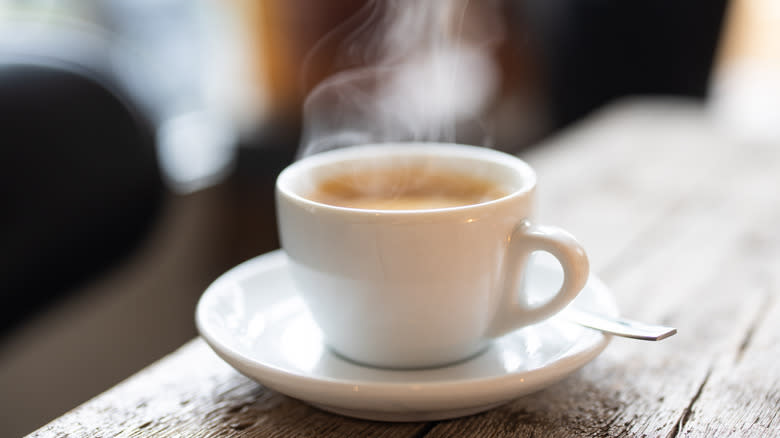 steam rising from coffee