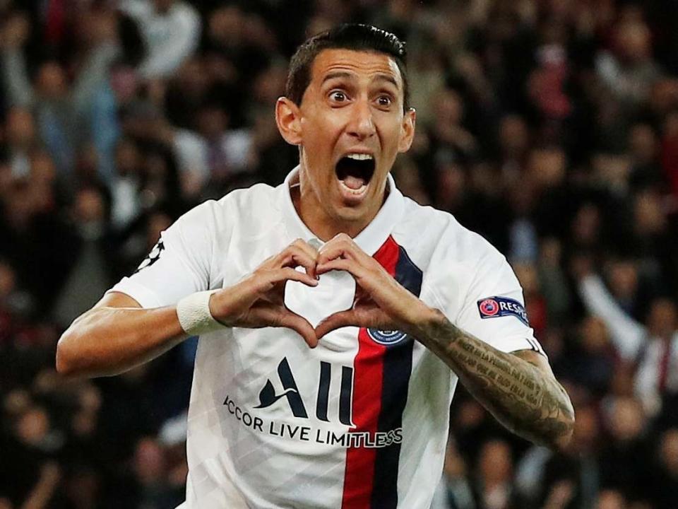 Paris St Germain's Angel Di Maria celebrates: REUTERS