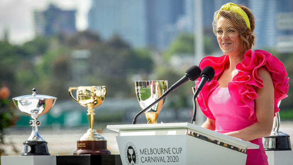 Gorgi Coghlan, pictured here at the Melbourne Cup Carnival launch.