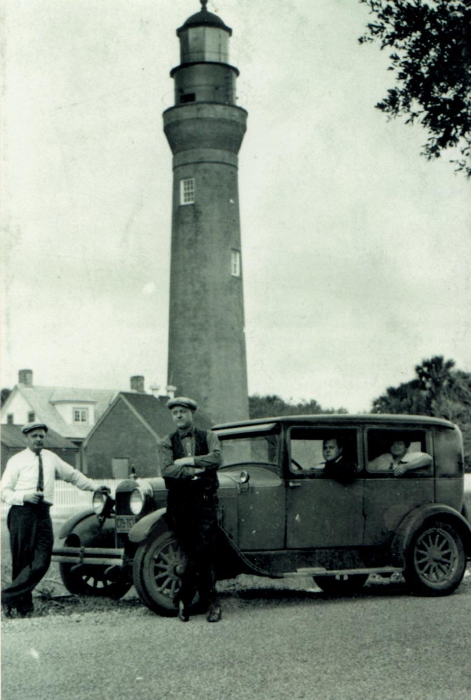 Mayport residents pose in front of the St. Johns River Lighthouse in this historic photo.