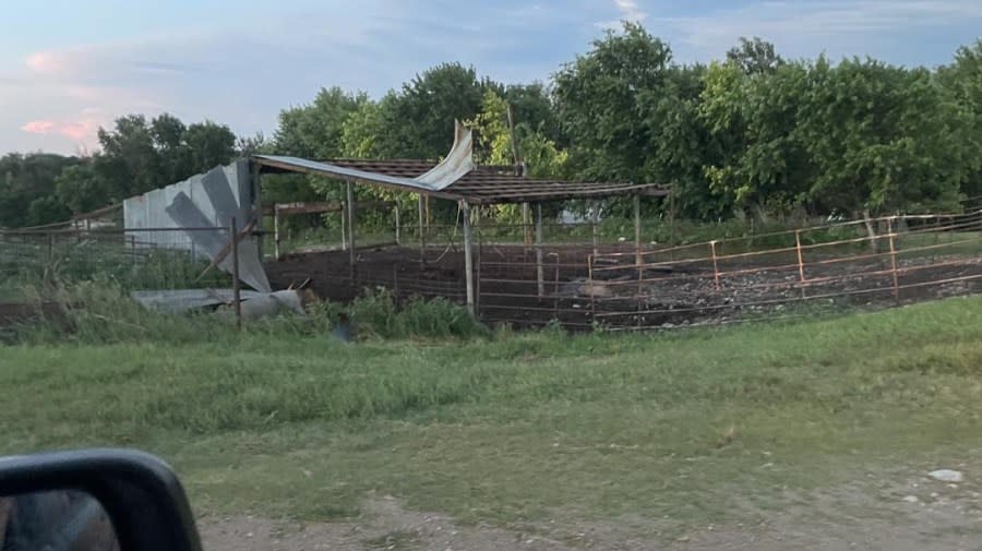 A storm damaged buildings at Hildebrand Farms Dairy on June 28, 2024. (Courtesy Hildebrand Farms Dairy)