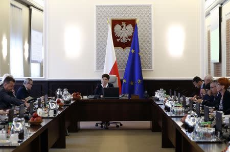 Poland's Prime Minister Beata Szydlo attends a government meeting in Warsaw, Poland July 25, 2017. REUTERS/Kacper Pempel