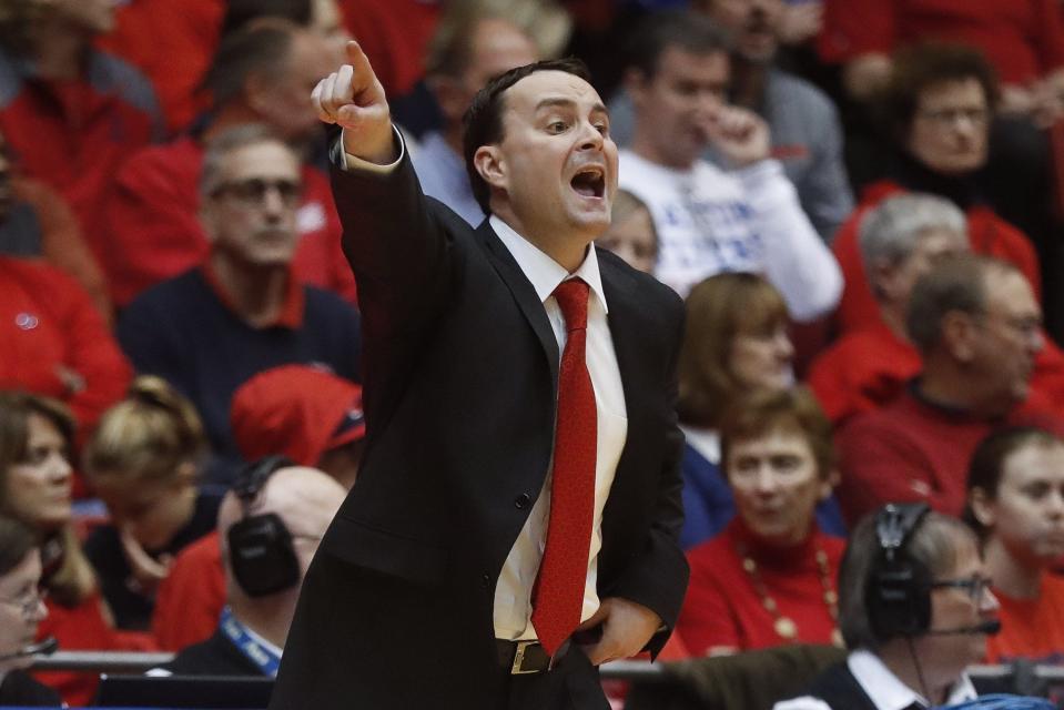 Then-Dayton head coach Archie Miller directs his players in the first half an Nov. 19 game against St. Mary's in Dayton, Ohio.
