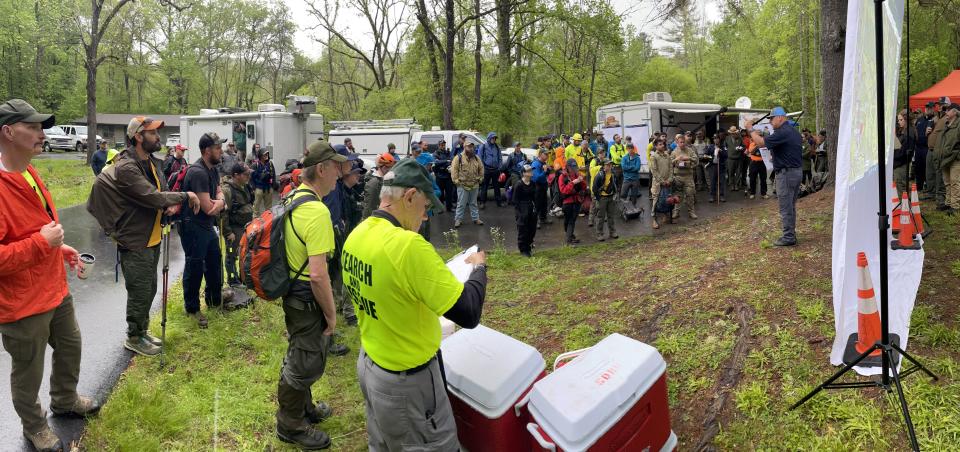 Search and Rescue teams prepare to head out to look for missing hiker Gordon Kaye.