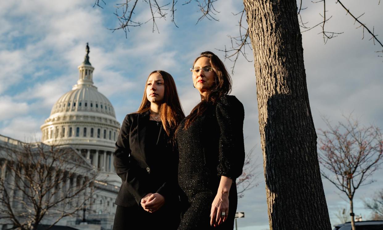 <span>Francesca Mani, 14, with her mother, Dorota, in Washington, DC, on 7 March 2024.</span><span>Photograph: Shuran Huang/For The Guardian</span>