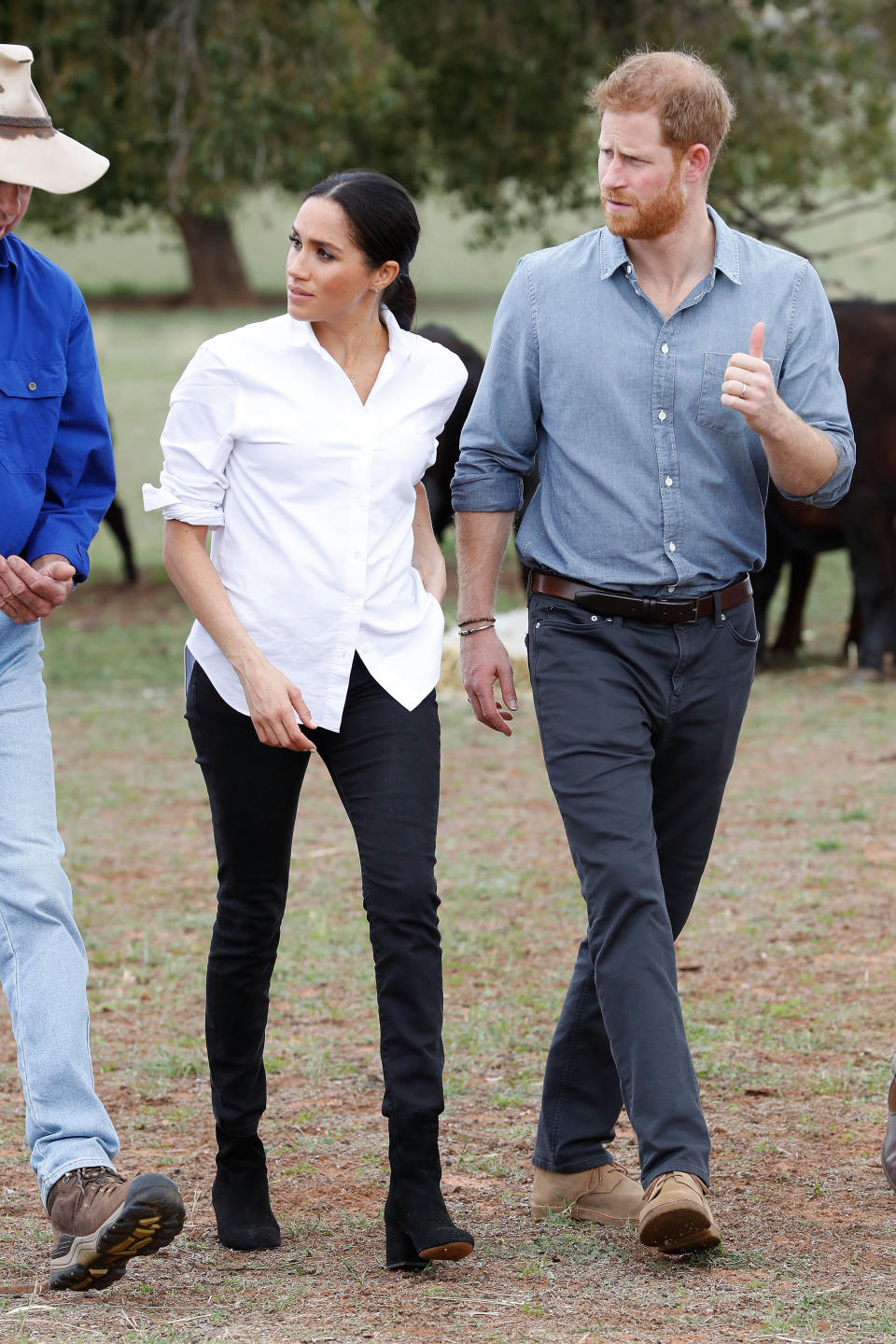 On their visit in Dubbo, Harry and Meghan learnt about the hardships farmers have faced during the recent drought. Source: Getty