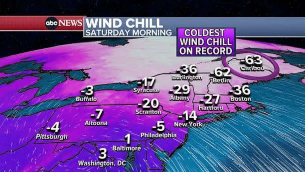 PHOTO: Wind chills forecast for Saturday morning. (ABC News)