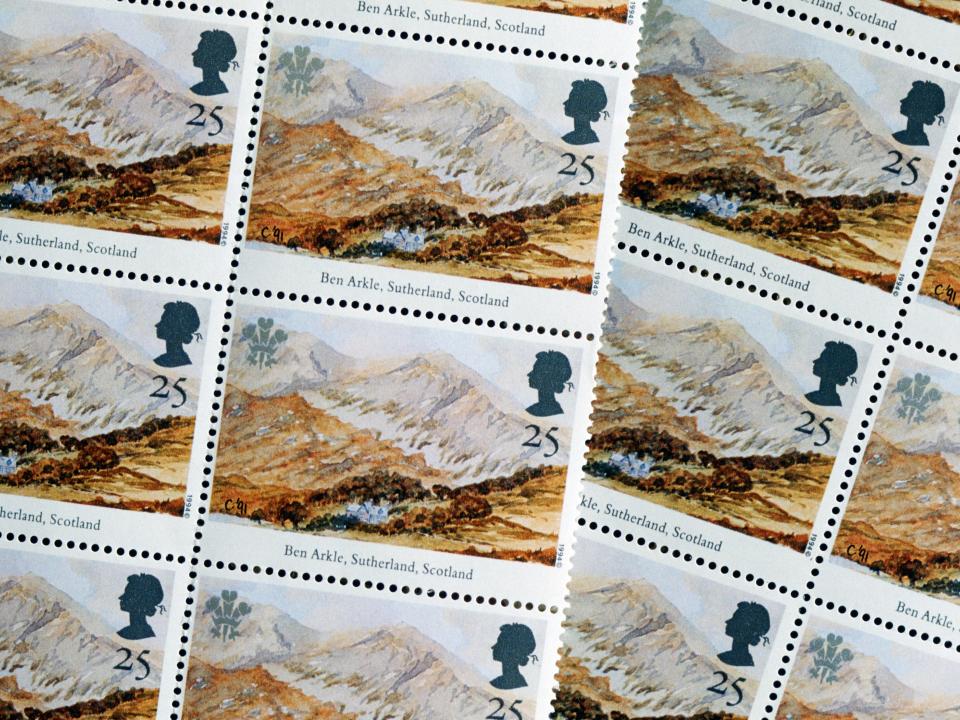 The Prince's paintings of Ben Arkel Sutherland, Scotland made it onto the Royal stamps.