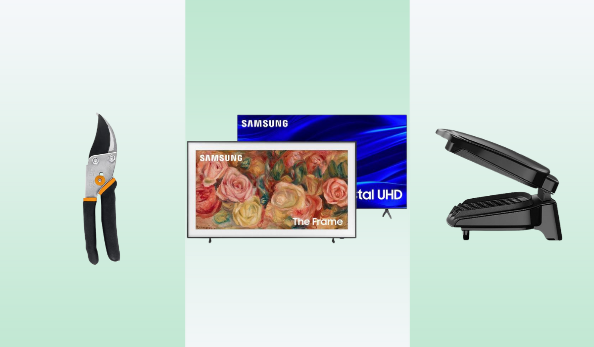 Fiskars pruners, Samsung TV, George Foreman grill