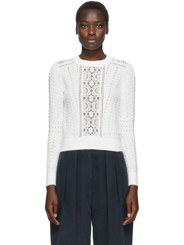 See by Chloé White Lace Fitted Sweater. Image via Ssense.