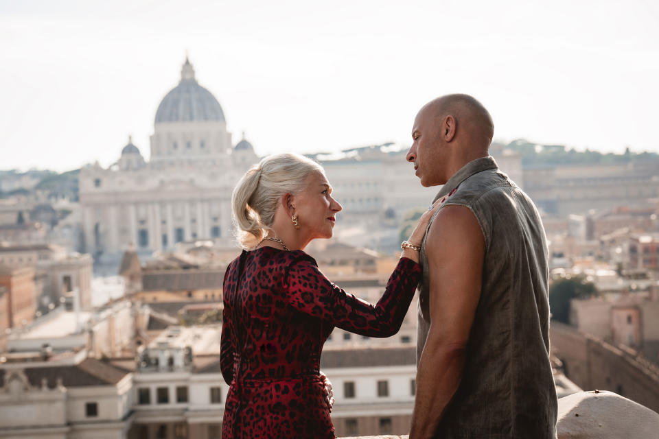 Helen Mirren as Queenie and Vin Diesel as Dom in <em>Fast X</em><span class="copyright">Peter Mountain—Universal Pictures</span>