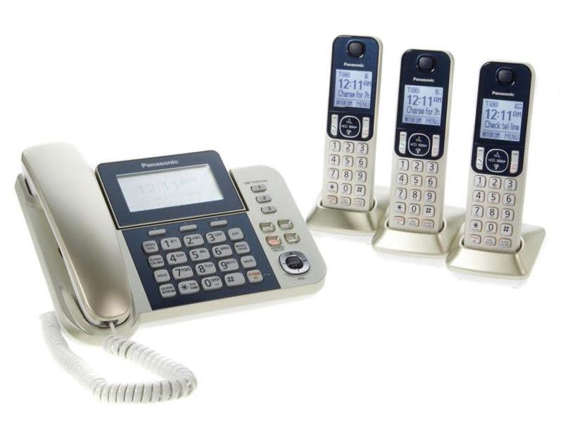 Panasonic DECT 6.0 Corded and Cordless 4-Handset Phone System with Call Block and Digital Answering. (Photo: HSN)