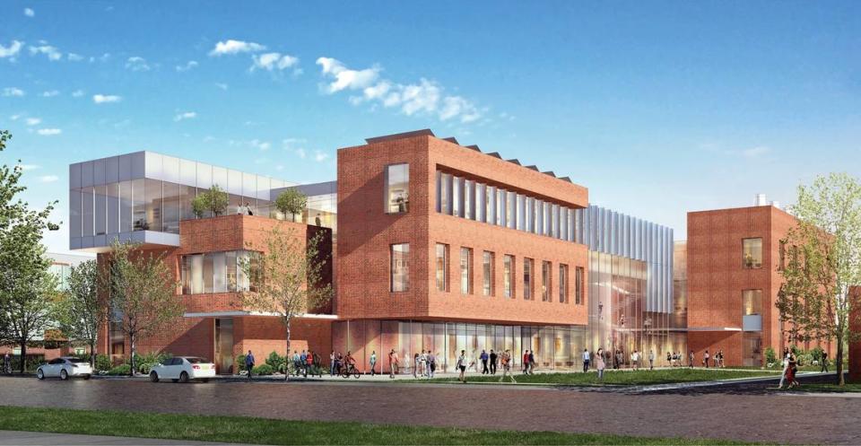 This rendering shows what could be possible for the 100,000-square-foot science building and is meant to act as inspiration for designers.