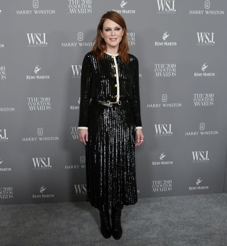 Julianne Moore arrives on the red carpet at the WSJ Mag 2019 Innovator Awards at The Museum of Modern Art on November 6, 2019, in New York City. The actor turns 63 on December 3. File Photo by John Angelillo/UPI