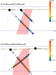 Cross-section of modelled lithium pegmatite