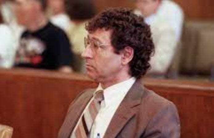 Parole was recently denied to Lawrence Stafford, who is shown here in a photo taken at the 1992 trial in which he was convicted in Shawnee County District Court of two counts of first-degree murder.