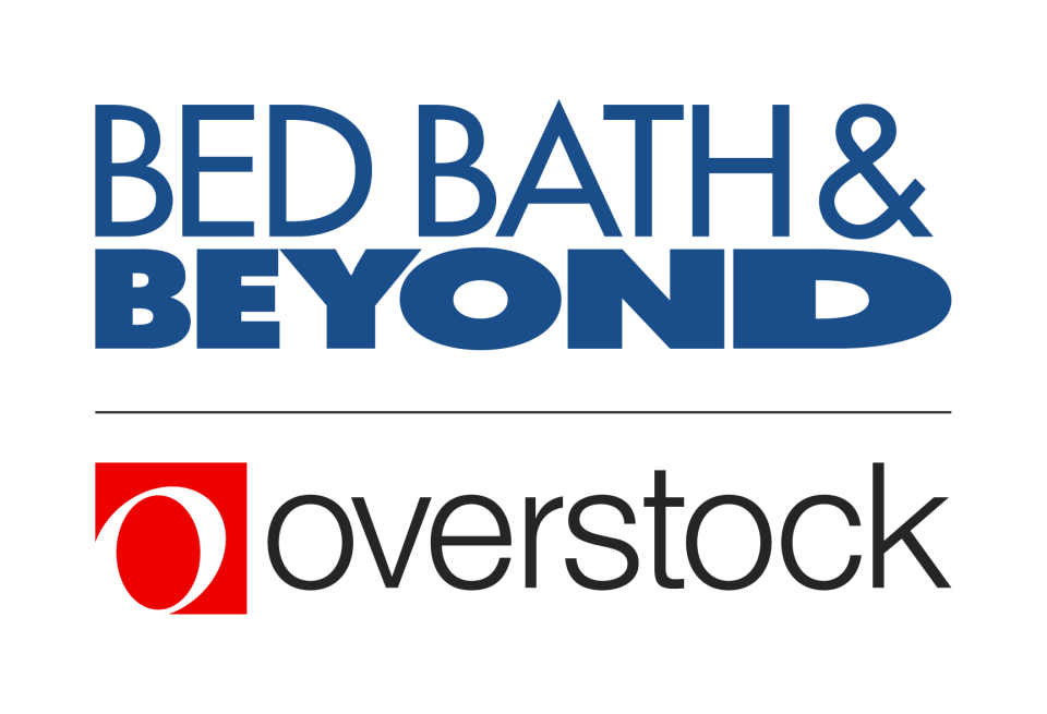 The Overstock and Bed, Bath & Beyond logos.