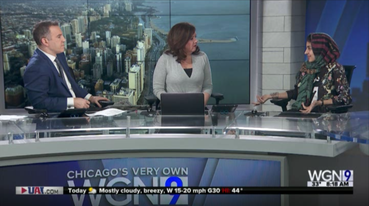 Anchors from WGN-TV questioned Hoda Katebi on her Iranian-American identity. (Photo: WGN-TV)