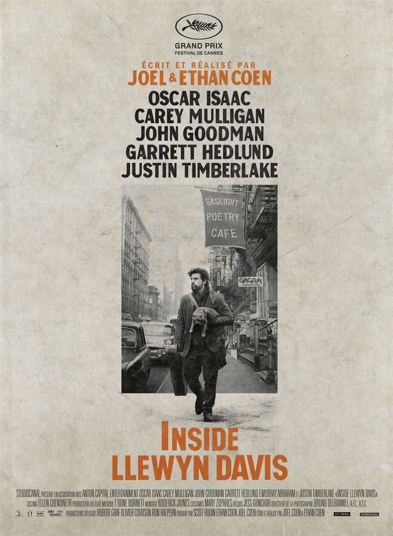 Inside Llewin Davis, de Ethan Coen, Joel Coen, 2013. Les frères Coen nous offrent un grand film sur les affres d'un artiste sans concessions et sans carrière. Nocturne, cafardeux, hilarant, musical, le 16e film des frères Coen, ramène par son thème à leur chef-d'oeuvre dépressif des années 90, Barton Fink.