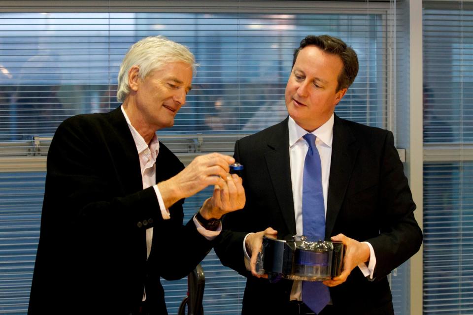 Prime Minister David Cameron (right) at the Dyson Vacuum Factory in Malmesbury with James Dyson.