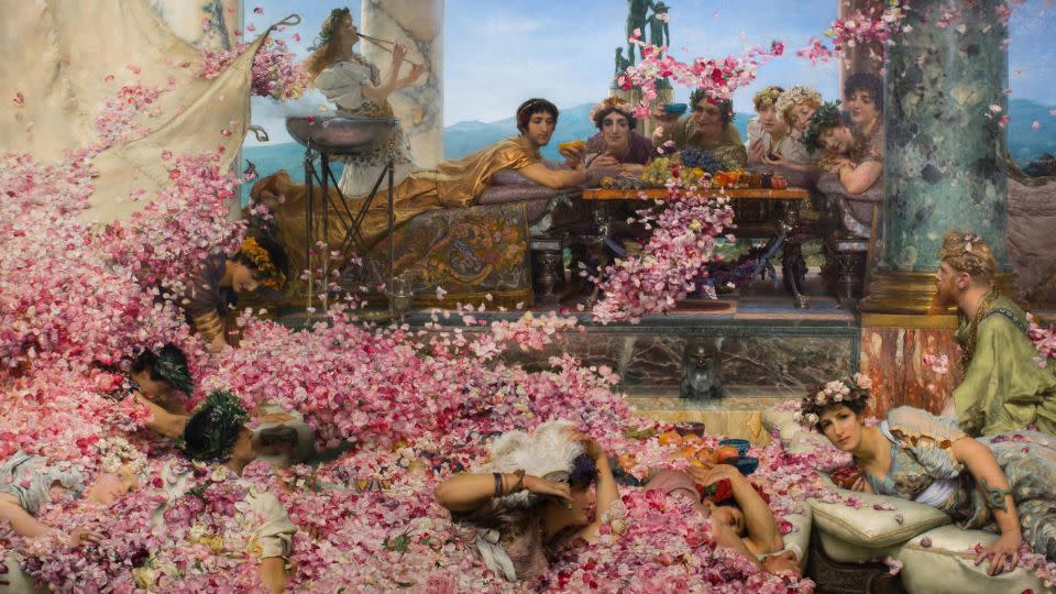 "The Roses of Heliogabalus" by Lawrence Alma-Tadema (1888) illustrating celestial Roman diners at a banquet. - Active Museum/Alamy Stock Photo