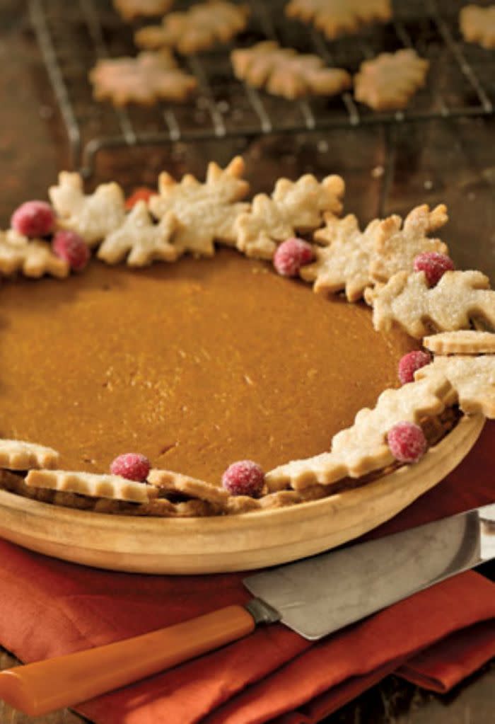 Pumpkin Pie with Leaves