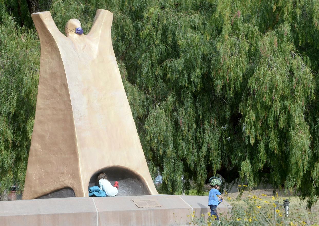 The Luther statue sits on campus at California Lutheran University in Thousand Oaks.