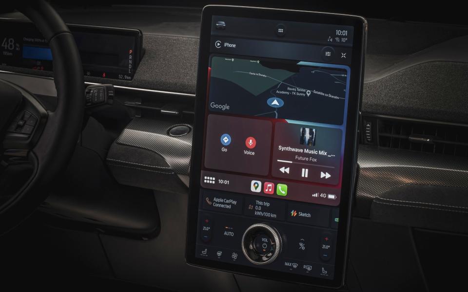 The Mach-E features a huge central touchscreen that controls all of its functions