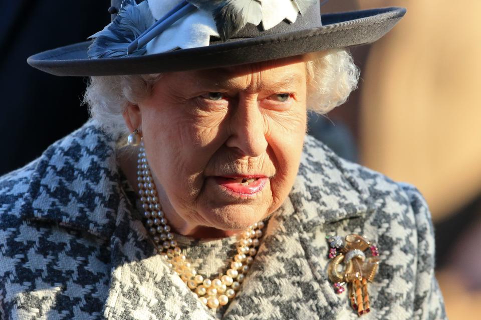 Britain's Queen Elizabeth II leaves after attending a church service at St Mary the Virgin Church in Hillington, Norfolk, eastern England, on January 19, 2020. - Britain's Prince Harry and his wife Meghan will give up their royal titles and public funding as part of a settlement with the Queen to start a new life away from the British monarchy. The historic announcement from Buckingham Palace on Saturday follows more than a week of intense private talks aimed at managing the fallout of the globetrotting couple's shock resignation from front-line royal duties. 