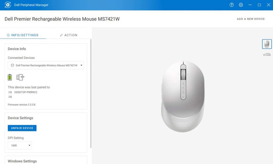 dell peripheral manager main menu