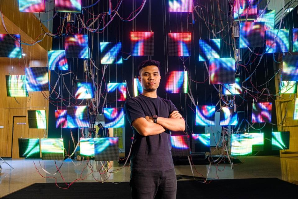Digital artist Abdul Shakir used 100 recycled LED panels to create an intricate art piece. — Picture by Moses Tan and Hector Lau

