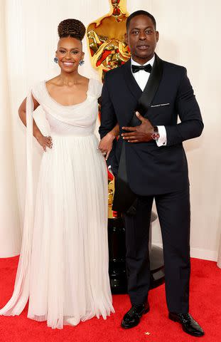 <p>Mike Coppola/Getty </p> Ryan Michelle Bathe and Sterling K. Brown at 2024 Oscars