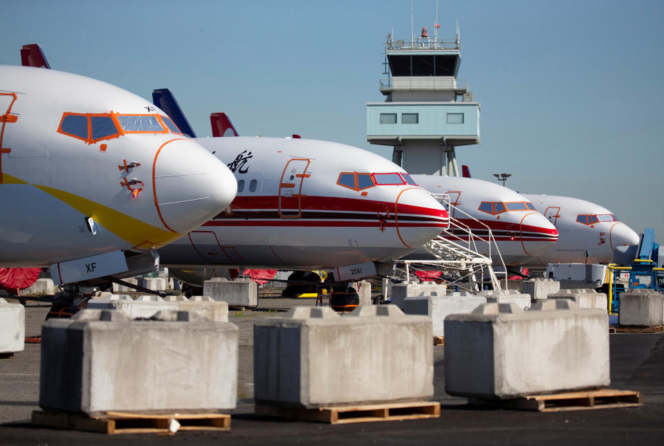 Grounded Boeing 737 MAX aircraft are seen parked at Boeing Field in Seattle, Washington, U.S. July 1, 2019. Picture taken July 1, 2019. REUTERS/Lindsey Wasson