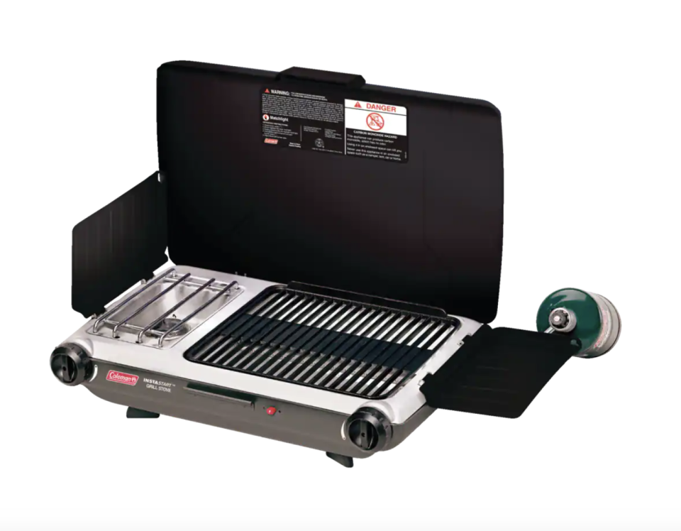 Coleman Double-Burner 20,000 BTUs Electronic Ignition Grill Camp Stove (photo via Canadian Tire)