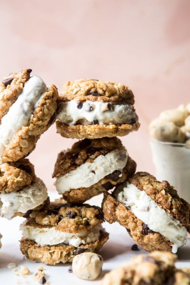 <p><a href="https://www.halfbakedharvest.com/brown-sugar-oatmeal-cookie-cookie-dough-ice-cream-sandwiches/" rel="nofollow noopener" target="_blank" data-ylk="slk:Half Baked Harvest;elm:context_link;itc:0;sec:content-canvas" class="link ">Half Baked Harvest</a></p>