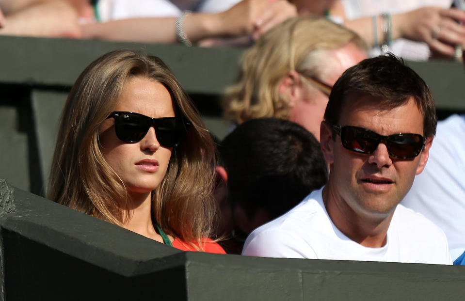 Kim Sears in the players box for the match between Great Britain's Andy Murray and Poland's Jerzy Janowicz during day eleven of the Wimbledon Championships at The All England Lawn Tennis and Croquet Club, Wimbledon.
