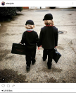 <p>The singer shared this sweet photo of Zachary, five, and Elijah, three, heading off to school. <i>(Photo: Instagram)</i></p>