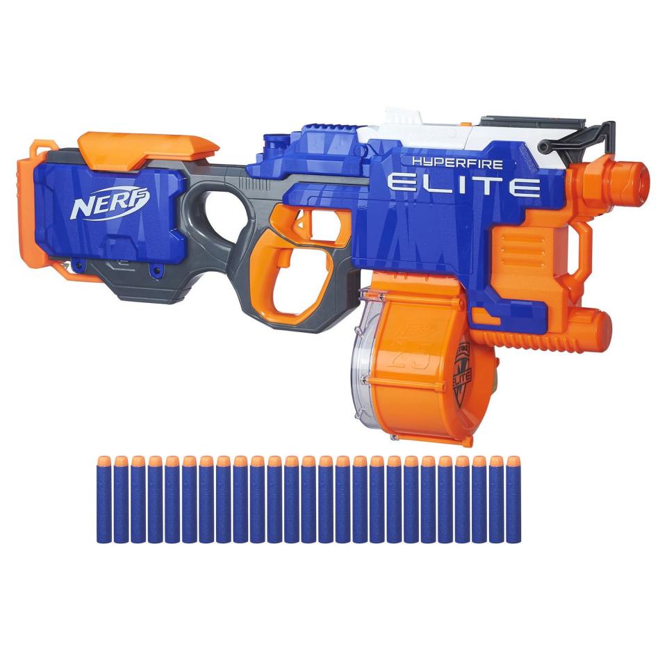 <p><a rel="nofollow noopener" href="http://www.walmart.ca/en/ip/nerf-n-strike-elite-hyperfire-blaster-toy/6000196052674" target="_blank" data-ylk="slk:Nerf N-Strike Elite Hyperfire Dart Blaster;elm:context_link;itc:0;sec:content-canvas" class="link ">Nerf N-Strike Elite Hyperfire Dart Blaster</a><br> $49.92 </p>