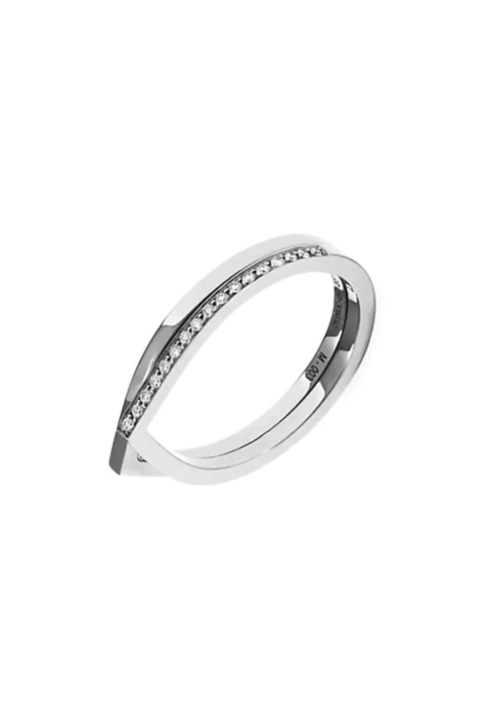 Antifer 18K White Gold & Pavé Diamond 2-Row Ring