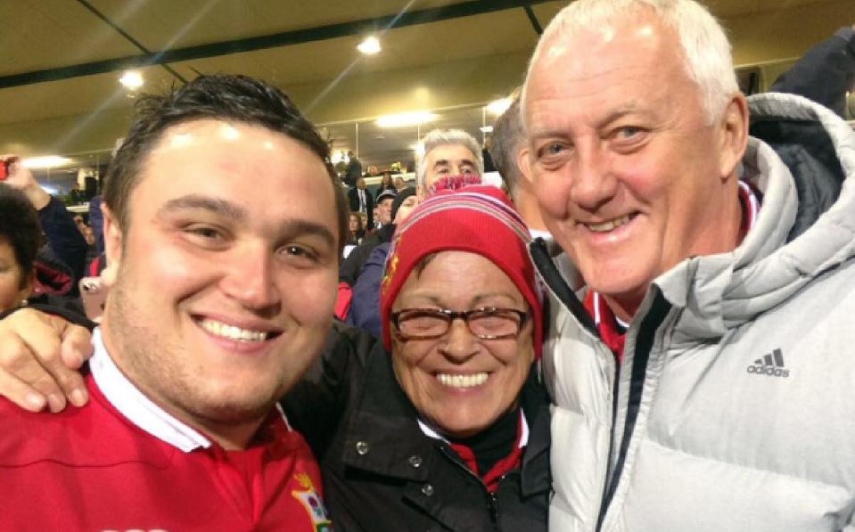 Jamie George with his parents during the 2017 Lions Tour of New Zealand