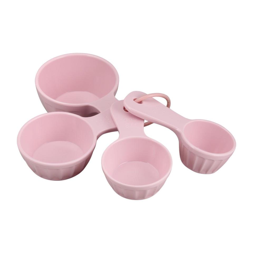 6) 4-Piece Latte Melamine Measuring Cup, Pink