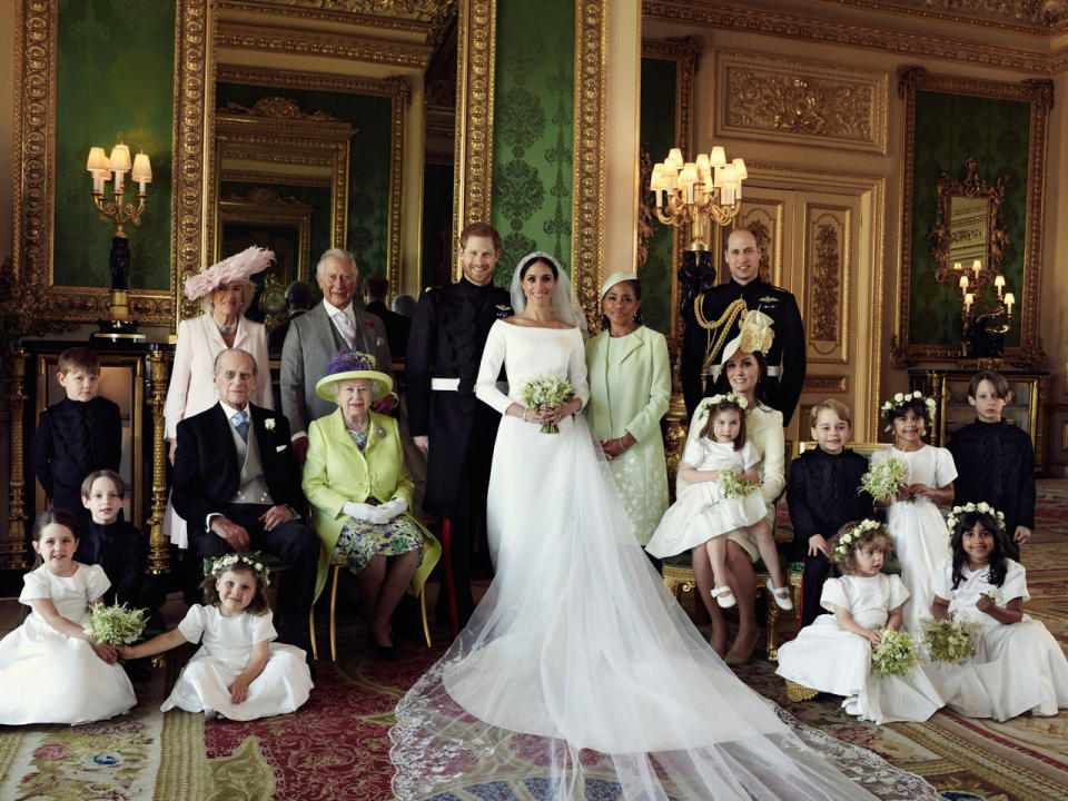 Die gesamte königliche Familie posierte mit Prinz Harry und Meghan Markle fürs Hochzeitsfoto. (Bild-Copyright: Alexi Lubomirski/PA/dpa)