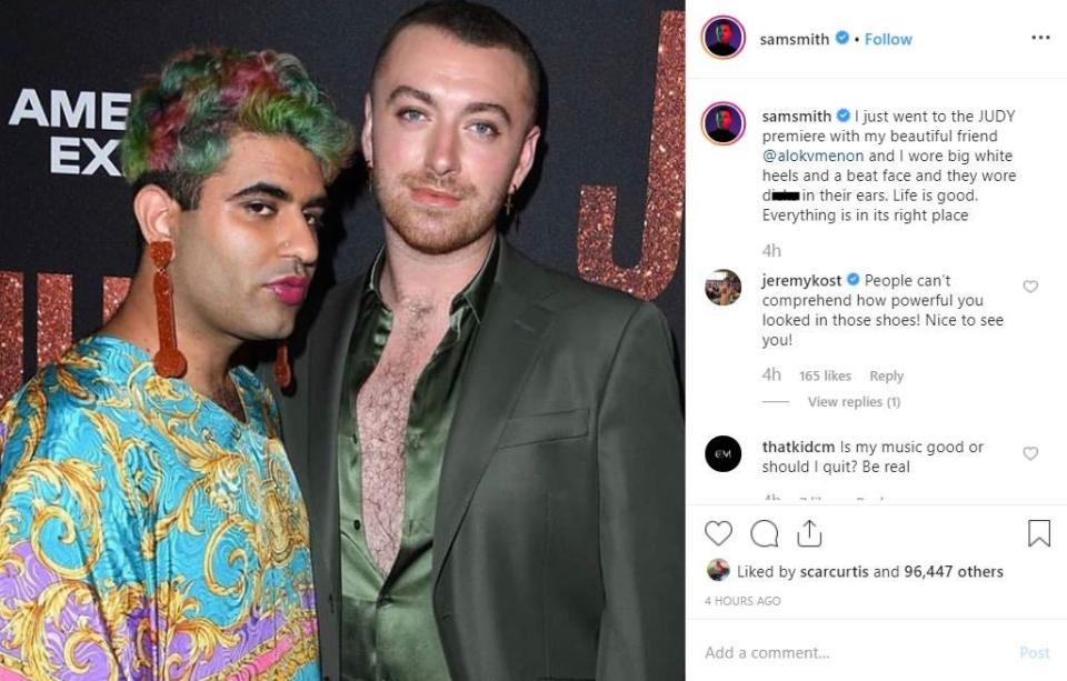 Happy: Smith posted about their joy at attending the event (@samsmith)