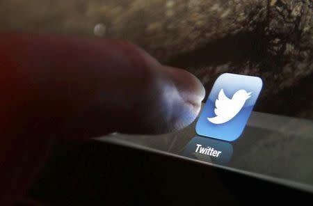 An illustration picture shows the log-on icon for the Website Twitter on an Ipad in Bordeaux, Southwestern France, January 30, 2013. REUTERS/Regis Duvignau