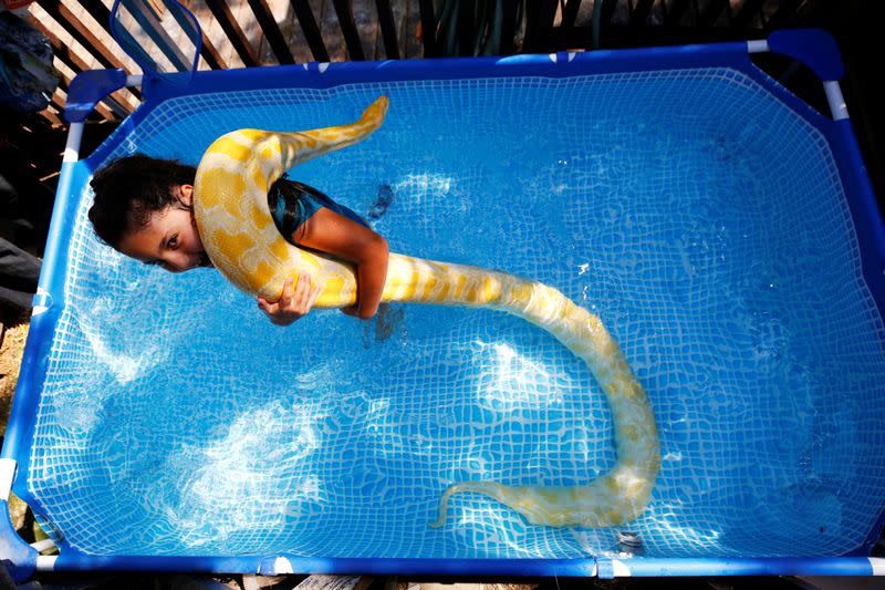 Israeli girl makes a splash with her pet snake