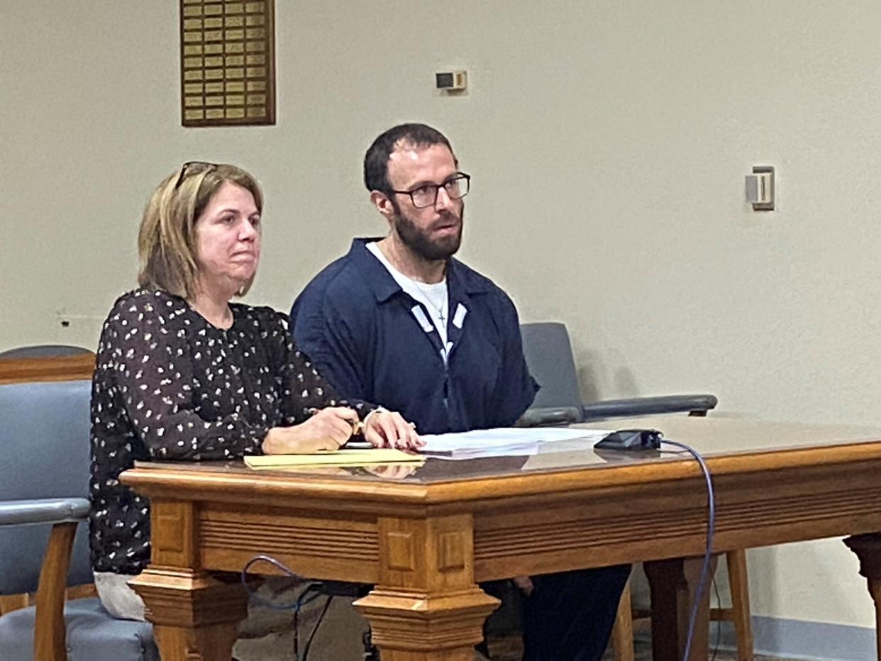 Michael Penrod pleads guilty Tuesday, Aug. 23, 2023, in Tippecanoe Superior 2. Penrod admitted to robbing Amber Barrett on Sept. 28, 2020. Barrett was killed in the robbery inside her grandmother's house on Southlea Drive. Penrod also pleaded guilty to being an habitual offender.