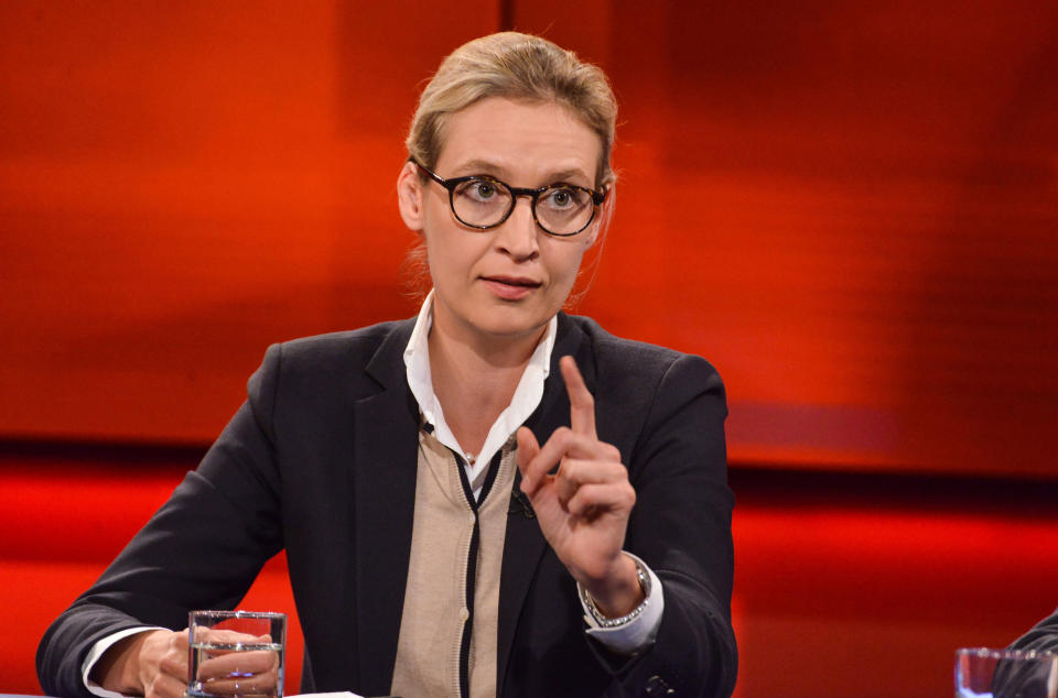 AfD-Spitzenkandidatin Alice Weidel nannte nicht verifizierte Zahlen zum Familiennachzug. (Bild: ARD)