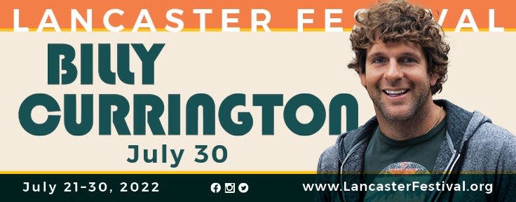 Billy Currington will replace country act Lady A at the Lancaster Festival on July 30 as Lady A cancels performance